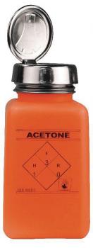 The image shows an orange bottle with a silver cap. On the front, it says 