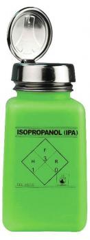 The image displays a rectangular, light blue bottle with a silver, twistable cap. The bottle features the label 