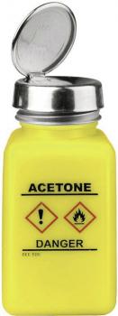 The image shows a yellow bottle with a silver cap. On the bottle, 