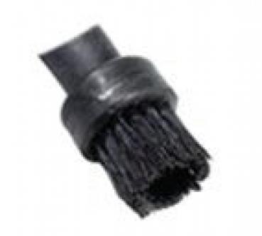 The image shows a black brush with a short, thick handle. The bristles are soft and densely arranged to enable thorough cleaning. It appears sturdy and handy.