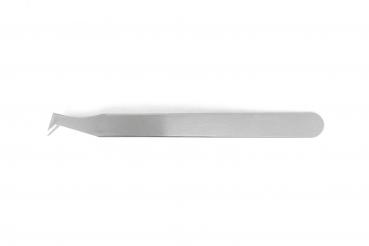 Das Bild zeigt ein langes, flaches Werkzeug aus Metall, das an einem Ende eine gebogene Kante hat. Es hat eine glatte Oberfläche und ist für präzise Arbeiten geeignet.