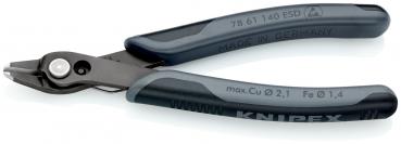 In the image, there is a pair of pliers visible. It has a black head with a sharp edge and ergonomic handles in gray and black. The handles are engraved with instructions.