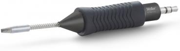 Das Bild zeigt einen Schraubendreher mit einem ergonomisch geformten, schwarz-grau geriffelten Griff. Die Spitze ist gerade und metallisch, und der Griff hat eine schmale, flexible Verbindung zur Spitze.
