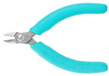 The image shows a small, handy pair of pliers with curved, turquoise handles and a metallic cutting edge. The tips of the pliers are narrow and slightly pointed.