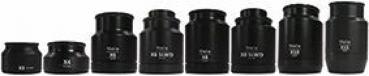 The image shows a cylindrical, black lens attachment labeled 
