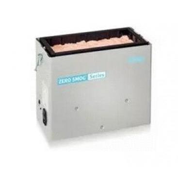 The image shows a rectangular, silver-colored device with a removable lid on top. It belongs to the "ZERO SMOG Series" and appears to be intended for smoke extraction or air purification.
