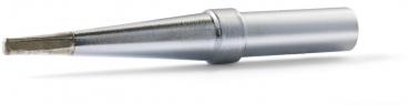 The image shows a silver pen or needle with a tapered end. The body is cylindrical and has a larger diameter at the base.