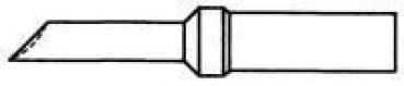 The image depicts a simple, sketched tool. It has a long, straight handle and a sharp, slightly outward-curved blade at one end.