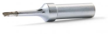 This is a silver tool with a cylindrical handle and a pointed, slightly curved tip. The surface is smooth and shiny, the handle is wider than the tip.