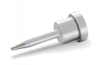 The image shows a silver nail with a round head and a long, pointed shaft. The head is flat and wide, while the shaft tapers towards the tip.