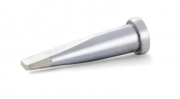 The image shows a conical, metallic drill bit. It tapers to a point at one end, while the other end has a wide base. The surface is shiny and silver.