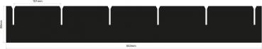 The image displays a black, horizontal surface with several evenly distributed, narrow cutouts or openings. It appears simple and minimalist.