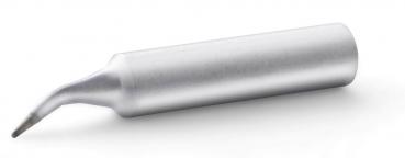 The image shows a metallic tool with a long, narrow, slightly curved tip. The handle is cylindrical and has a smooth, silver shine. It is slim and ergonomically designed.