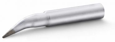 The image shows a shiny, metallic tool with a cylindrical handle and a pointed, curved tip. It has a smooth surface and is designed for precise applications.