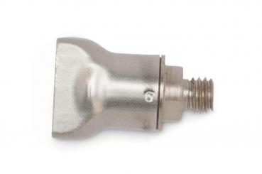 Das Bild zeigt ein metallisches Objekt mit einem gewundenen Gewinde und einer flachen, breiten Oberseite. Es hat eine robuste, industrielle Form und ist silbern-glänzend.