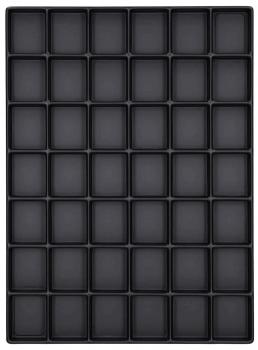 The image shows a rectangle with 8 rows and 6 columns, filled with square indentations. All indentations are the same size and dark black.