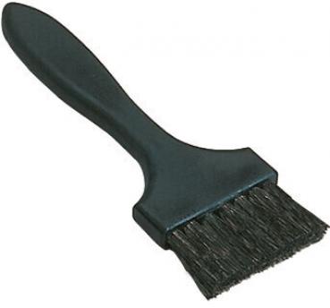 The image shows a brush with a wide, flat head and a long, curved handle. The bristles are dark and dense, ideal for painting or cleaning.