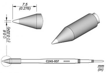 The image shows a technical drawing of a conical object with precise dimensions. It has a pointed shape, is thicker at the top, and tapers towards the bottom. Dimensions are provided in millimeters.
