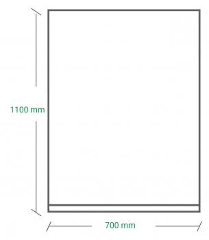 Das Bild zeigt ein rechteckiges Format mit den Abmessungen 700 mm in der Breite und 1100 mm in der Höhe. Es ist schlicht und hat einen dünnen Rahmen. Der Hintergrund ist leer.