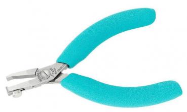 The image shows a pair of pliers with blue rubber grips. The pliers have a metal tip that is used for cutting or gripping. They appear ergonomic and handy.