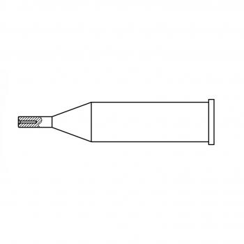 The image shows a schematic representation of a stylus. It has an elongated shape with a broad, flat tip and a narrower grip. The entire stylus is positioned upright.