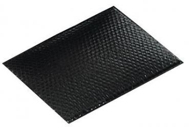 Das Bild zeigt ein schwarzes, rechteckiges Objekt mit einer strukturierten, genoppten Oberfläche. Es wirkt stabil und hat gerade Kanten. Es könnte aus Kunststoff oder einem ähnlichen Material sein.