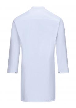 The image shows a light blue, long-sleeved shirt viewed from the back. It has a short collar and two buttons on the sleeves. The fabric appears smooth and lightweight.