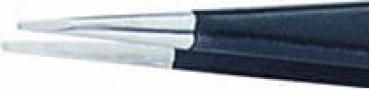 The image shows the tips of two tools. They are narrow and metallic, with a black handle. The shapes are straight and taper to a point, ideal for precise tasks.