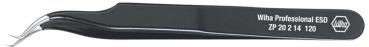 The image shows a sharp, black tweezer with a curved tip. On the side, it reads "Wite Professional ESO" along with some numbers. It appears precise and professional.