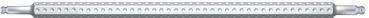 The image shows a large, silver, shiny rolling pin with a grooved handle. It is smooth and has rounded parts at both ends.