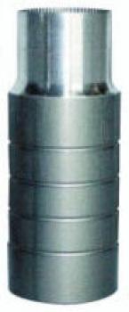Das Bild zeigt einen metallischen Zylinder mit glatten und gerillten Bereichen. Er ist oben schmaler und verbreitert sich nach unten, hat eine glänzende Oberfläche und wirkt robust.