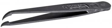 The image shows a black metal tweezer. It has two pointed, slightly curved ends and a round, smooth grip area. The inscription "Idea Link" is engraved.