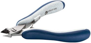 The image shows a small, handy pair of pliers with blue handles and a metallic cutting edge. It is intended for cutting wire or small materials.