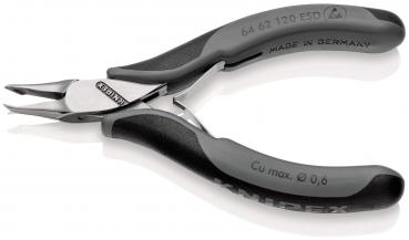 The image shows a small, double-ended closed pliers with narrow, rounded tips. The handles are black with a non-slip surface. On one of the handles is "MADE IN GERMANY".
