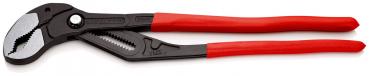 The image shows a plier-like tool with red handles. The head has a rough surface and is angled to grip or hold various objects.