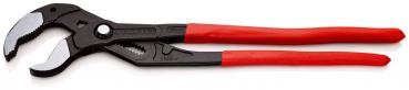 The image shows a pair of pliers with a black head and red grip areas. The pliers have a curved, serrated tip that is used for gripping and holding objects.