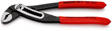 The image shows a pair of pliers with red handles and a black head. The pliers have a special serration and are designed for gripping and turning objects.