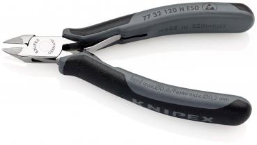 The image shows a compact pair of pliers with gray rubberized handles and a shiny cutting edge. It is specifically designed for precise cutting, ideal for craftwork.