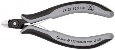 Das Bild zeigt eine kleine Zange mit ergonomischen, rutschfesten Griffen in Schwarz und Grau. Die Schneidflächen sind schmal und präzise, ideal zum Schneiden von dünnen Drähten.