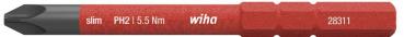The image shows a red screwdriver with a slim head. On the side, the inscriptions "wiha," "PH2 1.5 Nm," and a series of numbers are visible. The head is flat and made of metal.