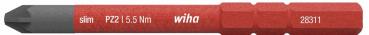 The image shows a slim, red bit from Wiha. It has a PZ1 drive, is designed for 3.8 Nm of torque, and bears the number 28311. The bit is pointed and narrow.