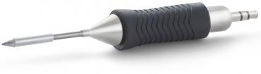 The image shows a tool with a long, pointed, metallic end and an ergonomic, rubberized handle. The handle has a textured surface for improved grip.