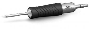 The image shows a screwdriver with a rubberized handle and a smooth metal part. The blade is pointed and allows for precise work. The manufacturer's name "Weller" is visible.