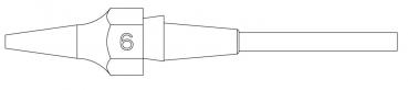 The image shows a long, pointed object with a wider, rounded head. In the middle, the number "6" is engraved. The handle is narrow and straight. It appears to be a tip or a tool.