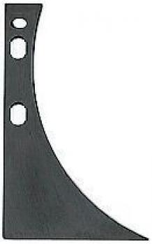 Das Bild zeigt ein schwarzes, gebogenes Metallteil mit einer langen, geraden Kante und zwei runden Löchern. Es sieht aus wie eine spezielle Mess- oder Schneidevorrichtung.
