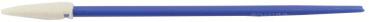 Auf dem Bild ist ein langer, blauer Stift mit einer weißen Kappe an einem Ende zu sehen. Der Stift hat eine schlanke Form und eine spitze Spitze zum Schreiben.