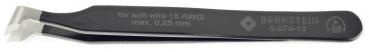 The image shows a black pliers designed for thicker, soft wire (max. 0.25 mm). Some technical specifications and the brand name are engraved on the handle.