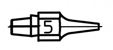 The image shows a black-and-white diagram of a tool. On the left is a cylindrical end with two narrow sections, on the right a hexagonal head with three notches in the shape of a Y.
