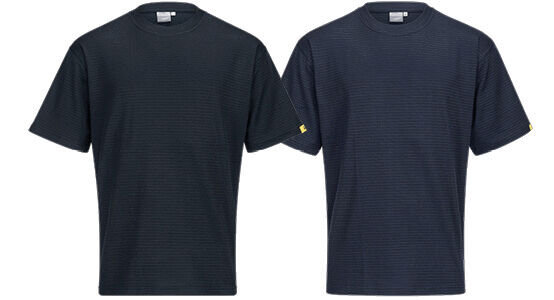 The image shows a short-sleeved T-shirt in a light blue. It has a round neckline and is plain without any patterns. The fabric texture is slightly raised.