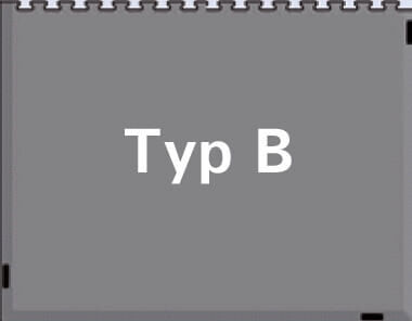 The image shows a gray background with the inscription "Type B" in large, white letters. The top edge is spirally riveted.